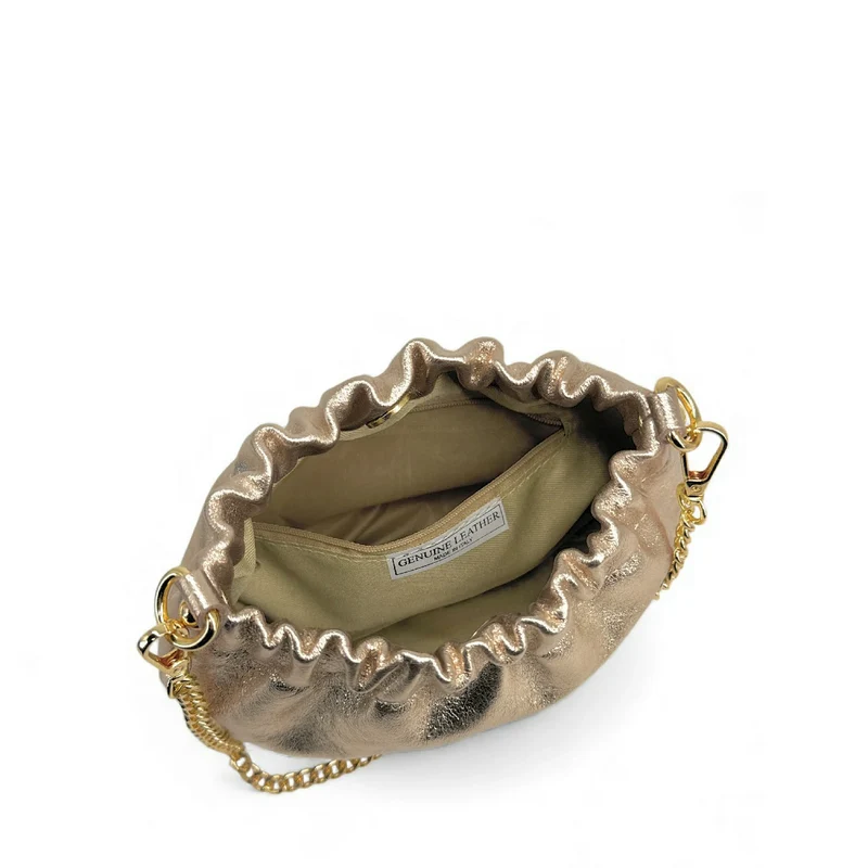 Sac pouch en cuir irisé LA POUCHINETTE Champagne