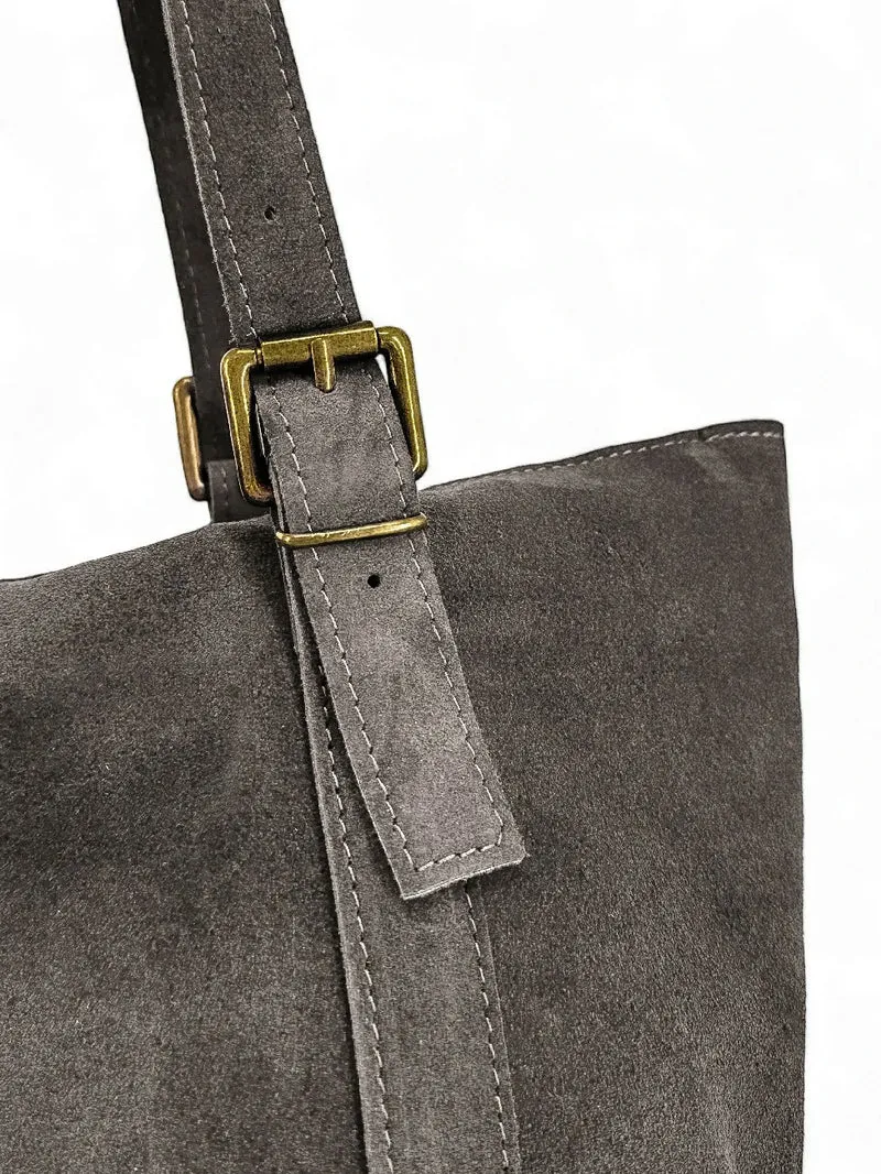 Sac cabas en daim TOKYO Gris taupe