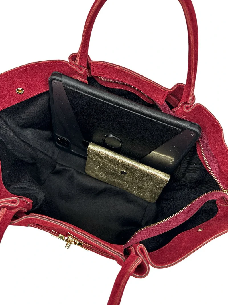 Sac cabas en daim CAPRI SUEDE Rouge foncé