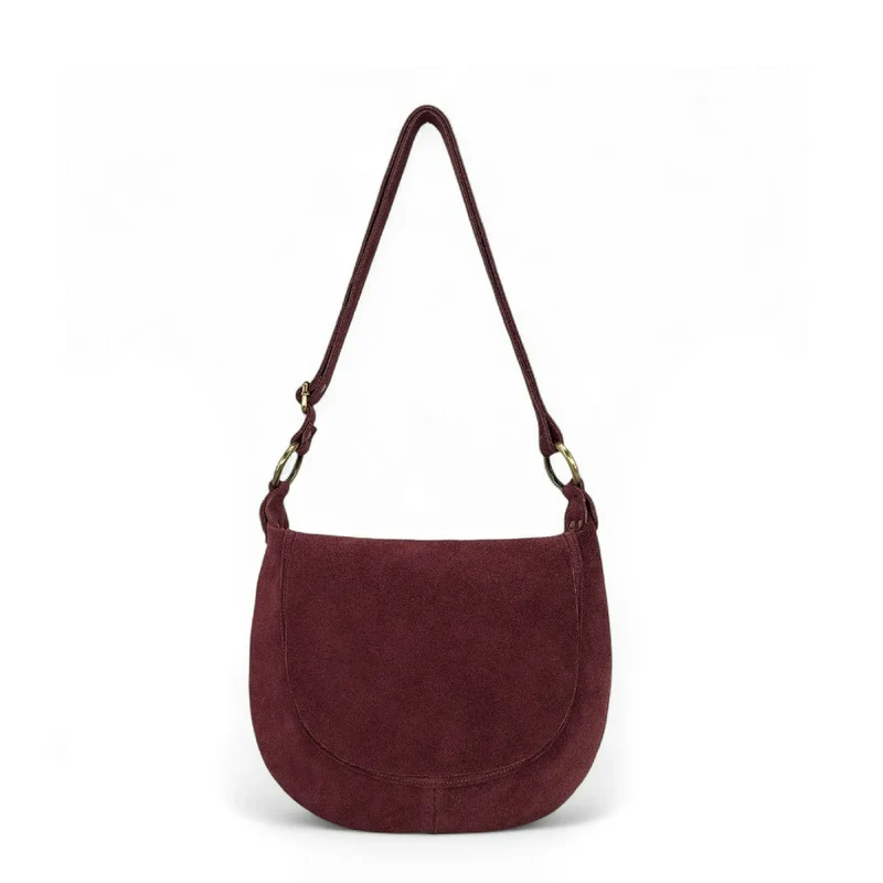 Sac bandoulière en daim LITTLE CITIZEN SUEDE Bordeaux