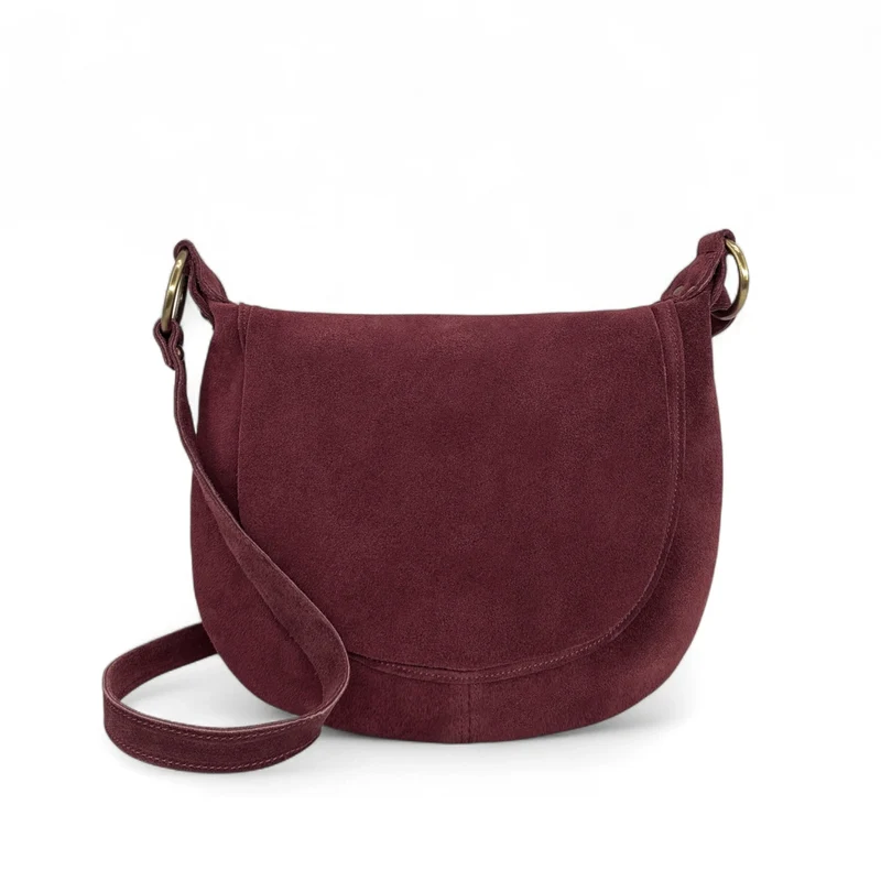 Sac bandoulière en daim LITTLE CITIZEN SUEDE Bordeaux