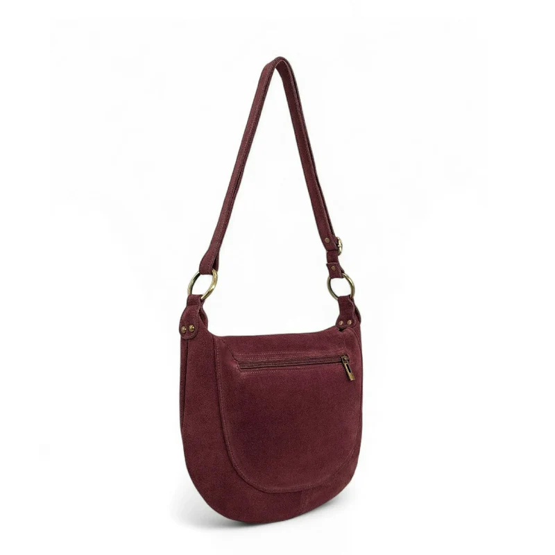 Sac bandoulière en daim LITTLE CITIZEN SUEDE Bordeaux