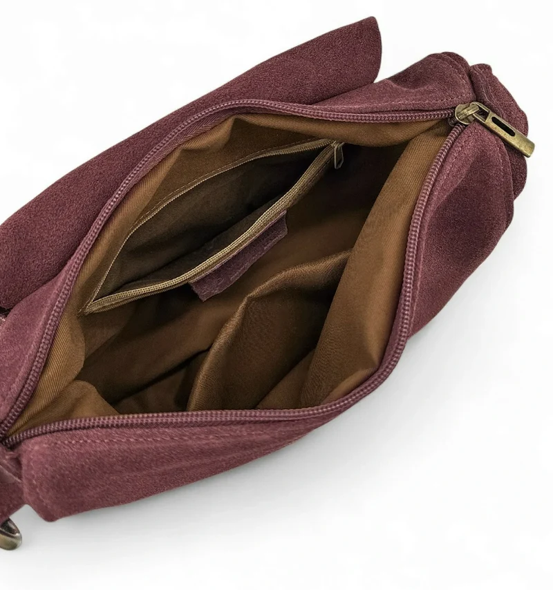 Sac bandoulière en daim LITTLE CITIZEN SUEDE Bordeaux
