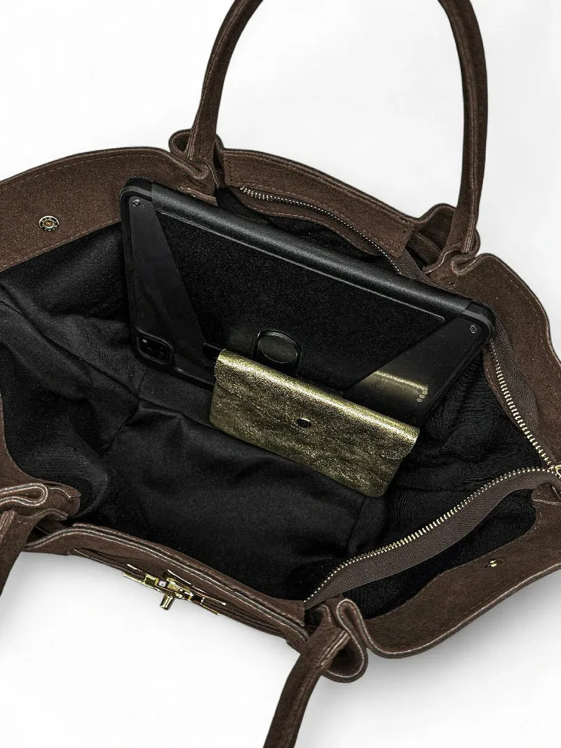 Sac cabas en daim CAPRI SUEDE Marron Chocolat