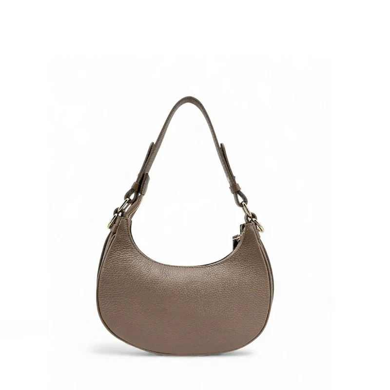 Sac à main demi-lune en daim MUNE Taupe foncé