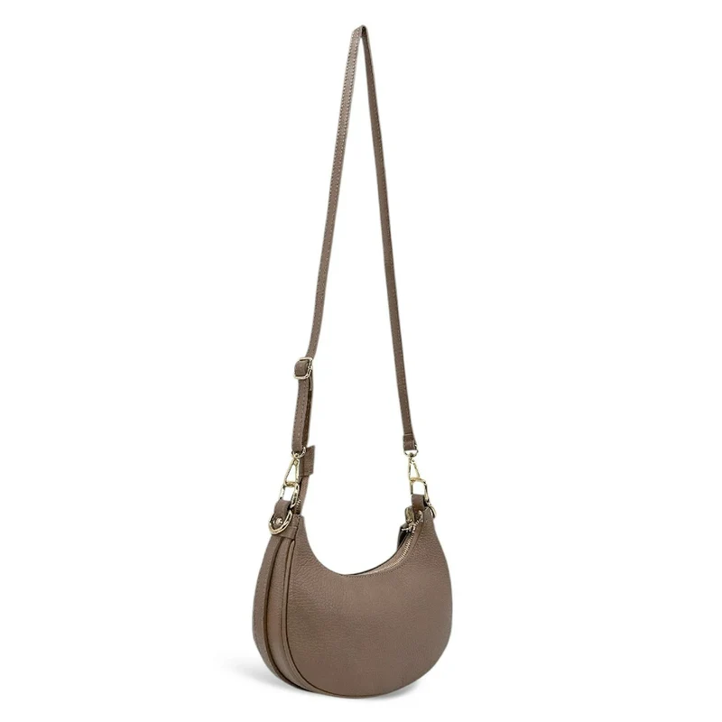 Sac à main demi-lune en daim MUNE Taupe foncé