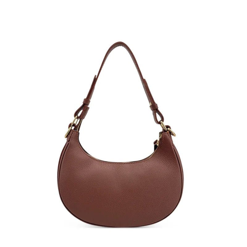 Sac à main demi-lune en daim MUNE Marron châtaigne