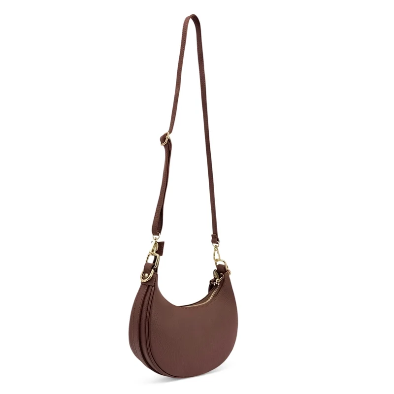 Sac à main demi-lune en daim MUNE Marron châtaigne