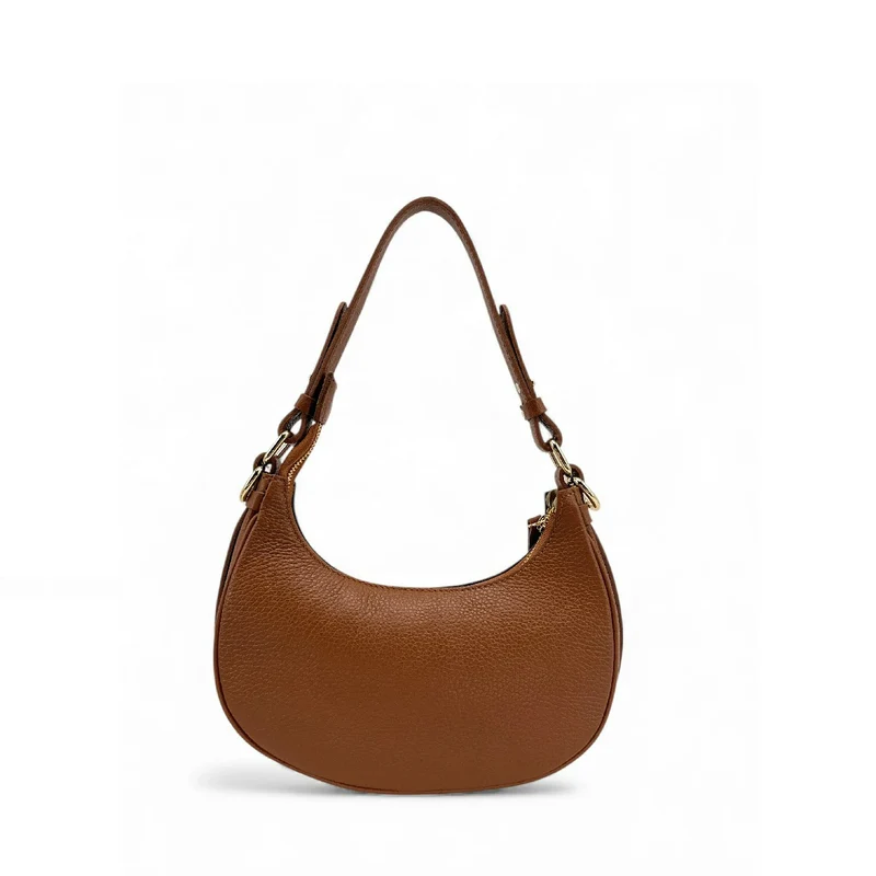 Sac à main demi-lune en daim MUNE Camel foncé
