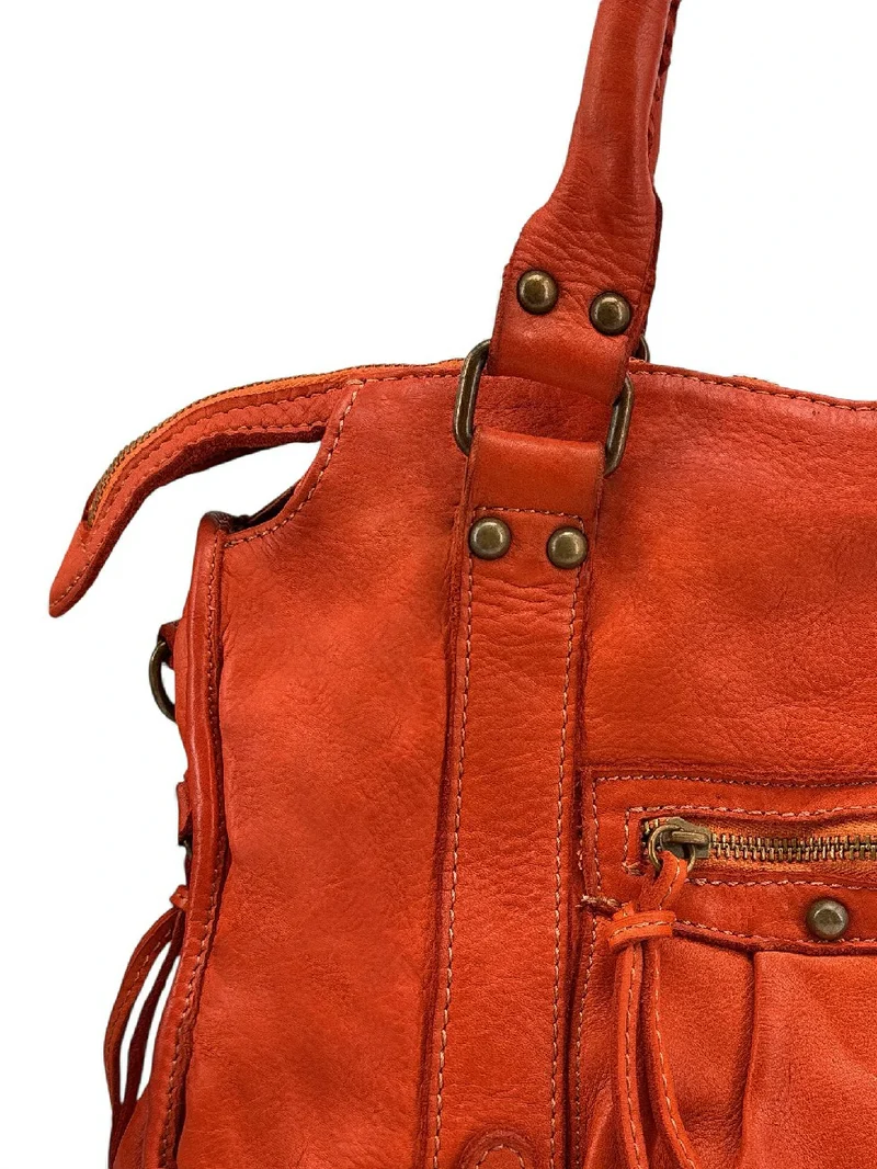 Sac à main en cuir vintage MISS STORM Mandarine