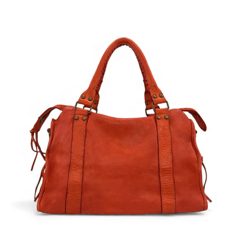 Sac à main en cuir vintage MISS STORM Mandarine