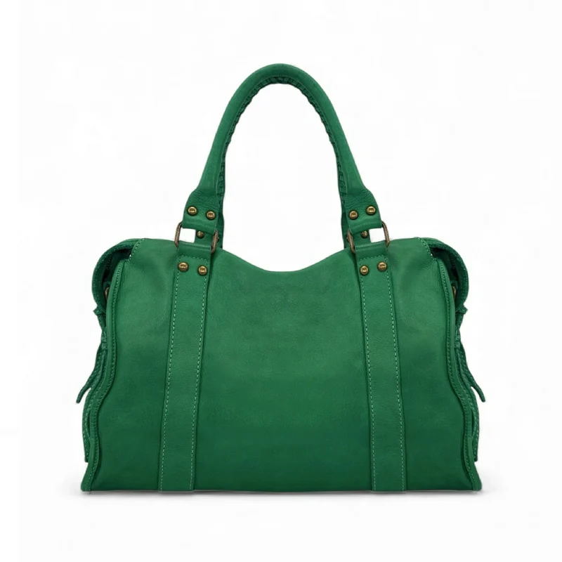 Sac à main en cuir vintage MISS STORM Vert anglais