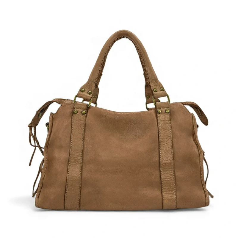 Sac à main en cuir vintage MISS STORM Taupe