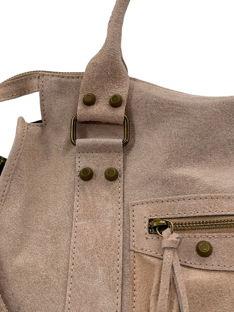 Sac à main en cuir brossé SANDSTORM Rose nude
