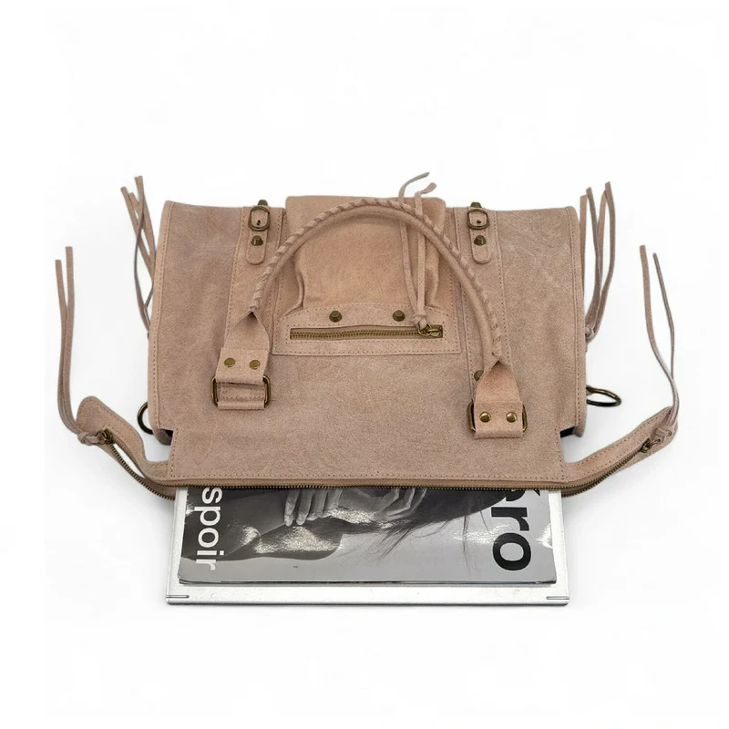 Sac à main en cuir brossé SANDSTORM Rose nude