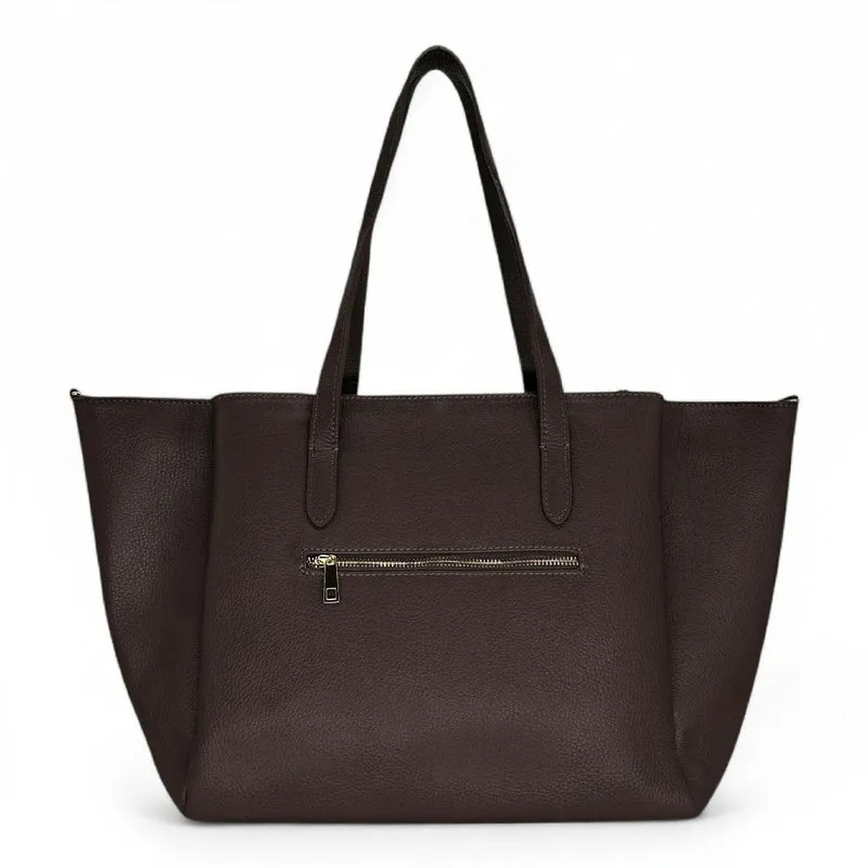 Grand sac en cuir grainé TITANIA Chocolat