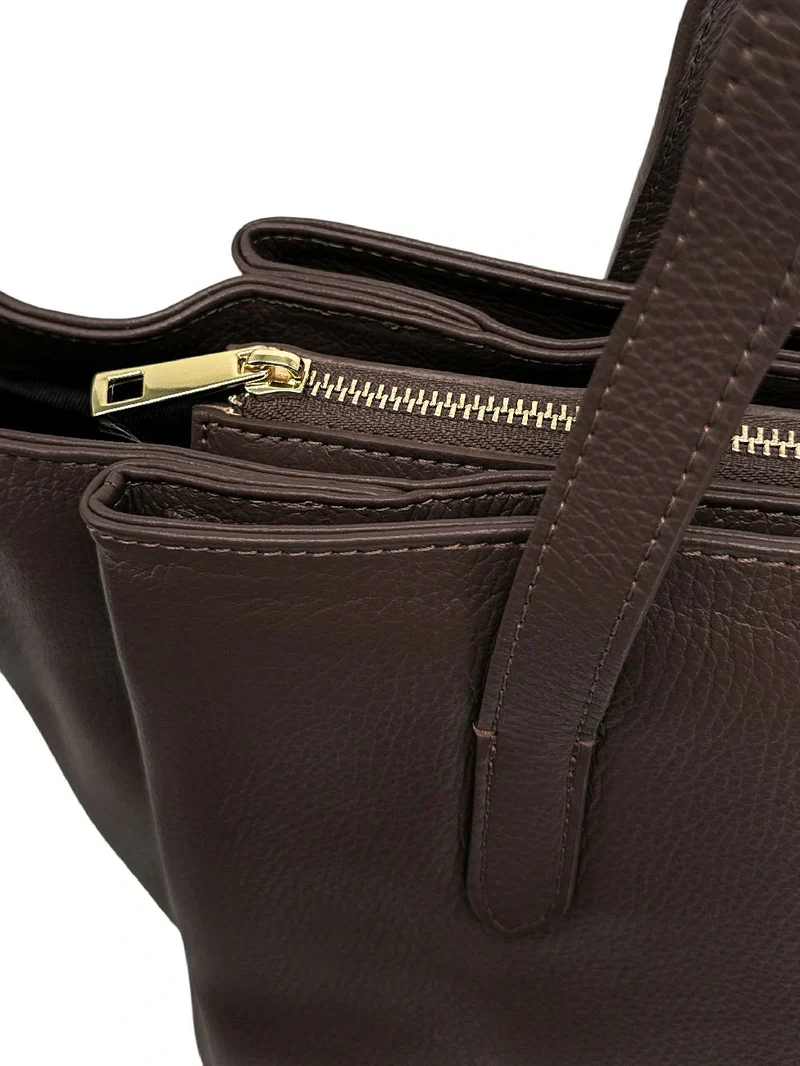 Grand sac en cuir grainé TITANIA Chocolat
