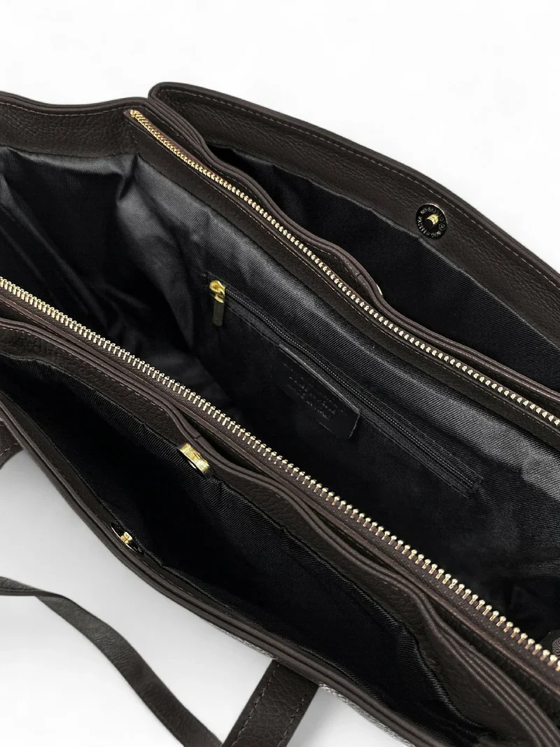 Grand sac en cuir grainé TITANIA Chocolat
