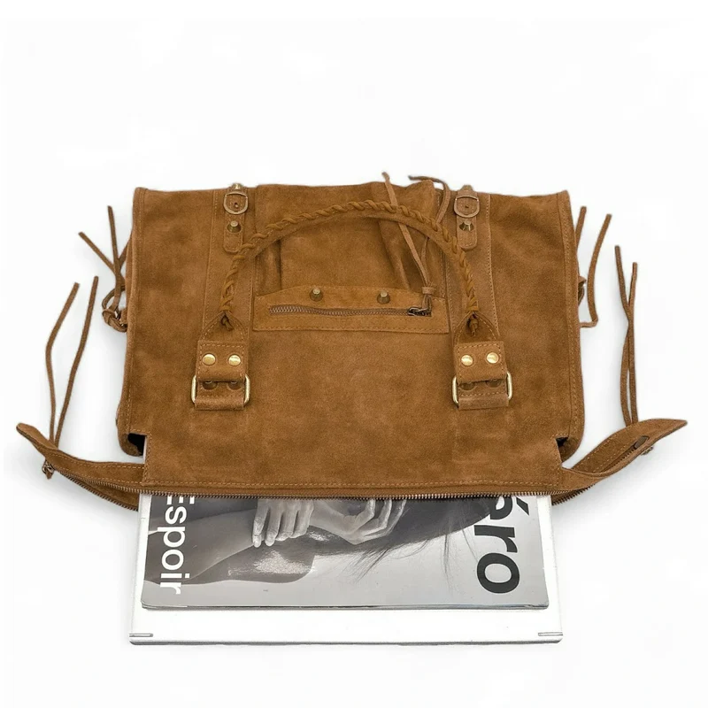 Grand sac à main en daim STORM SUEDE XL Camel
