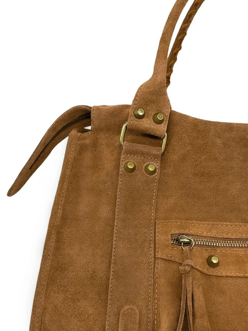 Grand sac à main en daim STORM SUEDE XL Camel