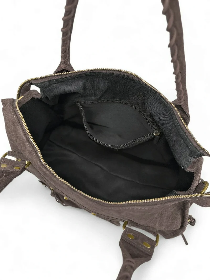 Grand sac à main en daim STORM SUEDE XL Marron Chocolat