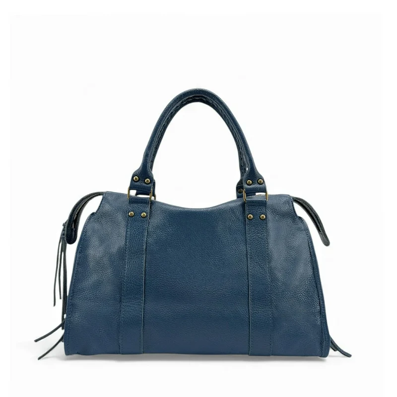 Grand sac type bowling en cuir grainé SANDSTORM Bleu canard