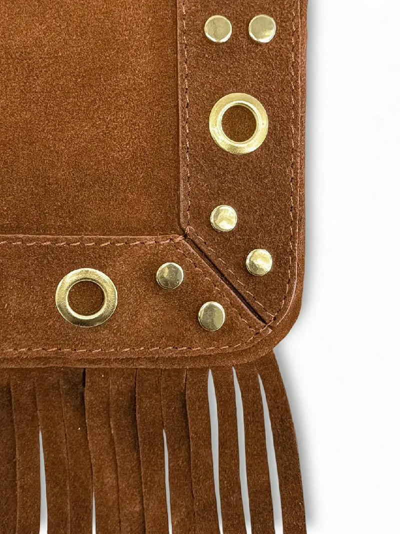 Sac besace en croûte de cuir YEPA Camel foncé