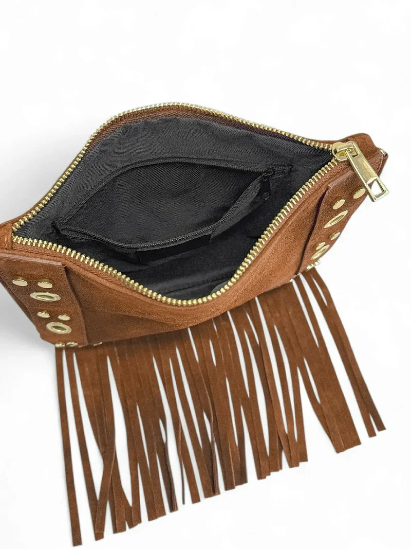 Sac besace en croûte de cuir YEPA Camel foncé