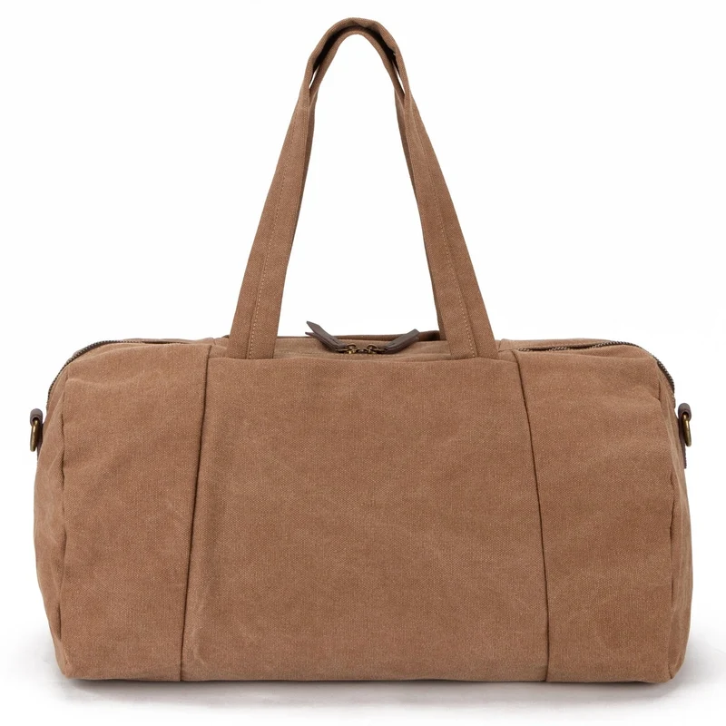 Sac bowling en toile et cuir LEDRU-ROLLIN Marron camel foncé