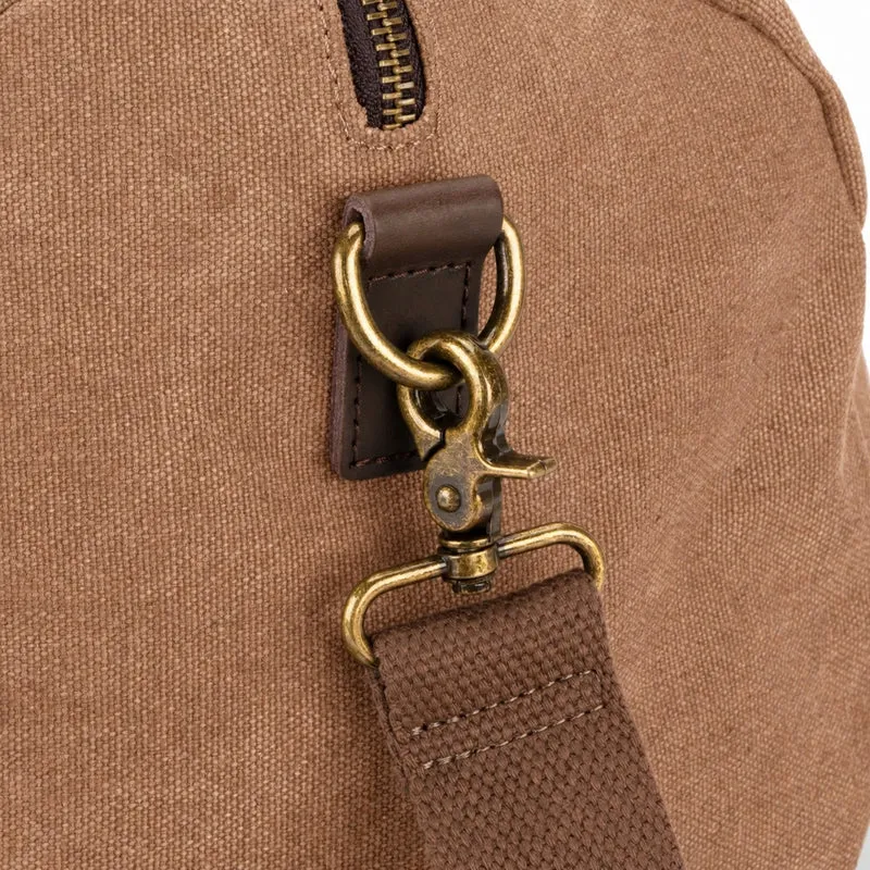 Sac bowling en toile et cuir LEDRU-ROLLIN Marron camel foncé