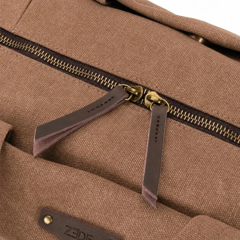 Sac bowling en toile et cuir LEDRU-ROLLIN Marron camel foncé