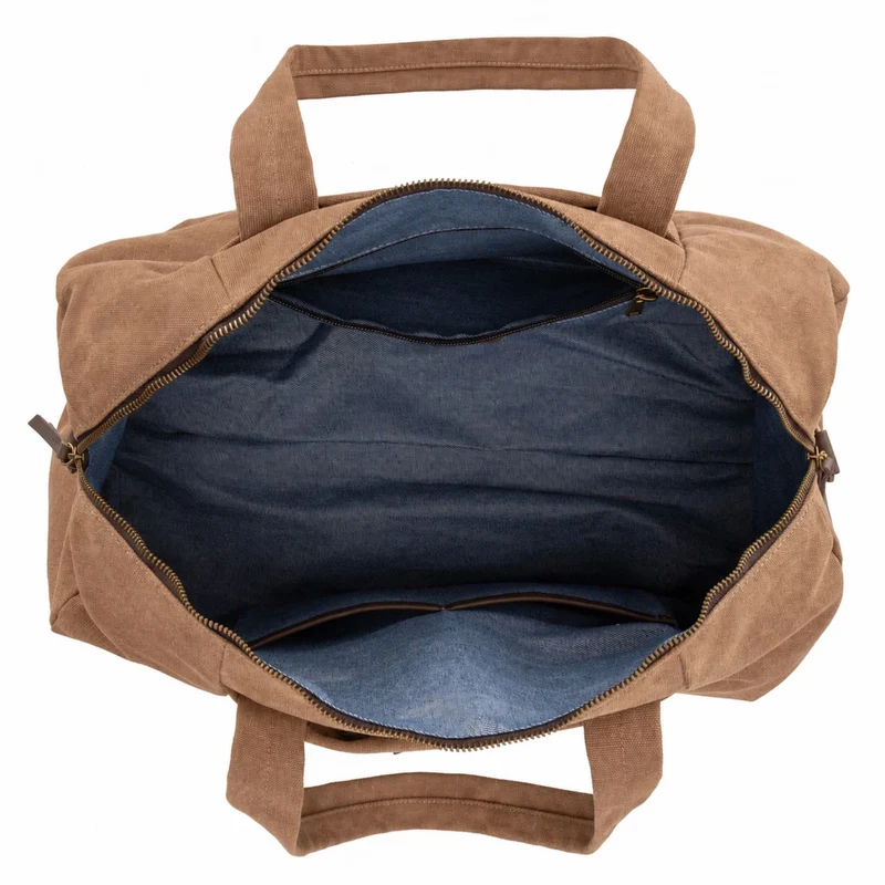 Sac bowling en toile et cuir LEDRU-ROLLIN Marron camel foncé