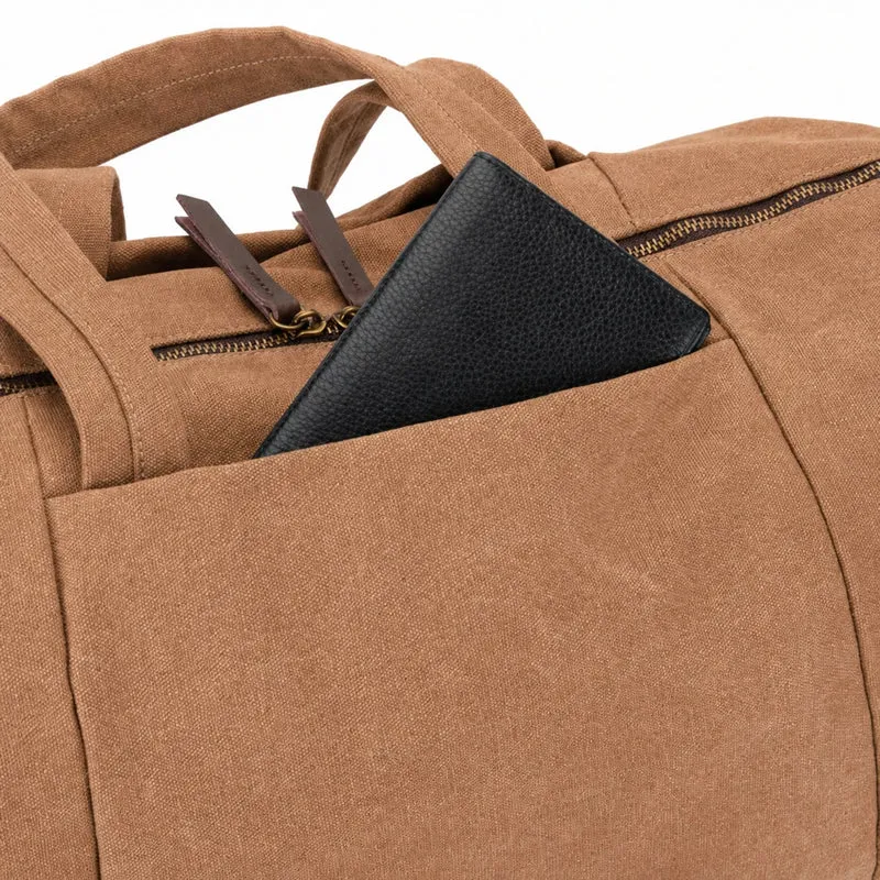 Sac bowling en toile et cuir LEDRU-ROLLIN Marron camel foncé