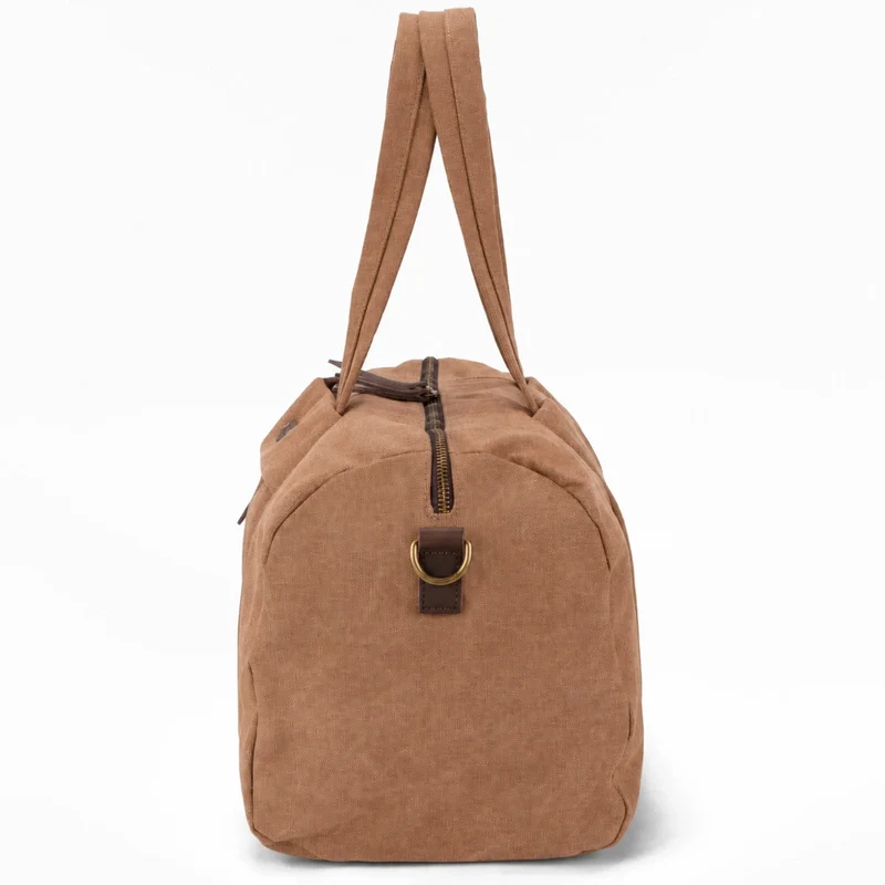 Sac bowling en toile et cuir LEDRU-ROLLIN Marron camel foncé