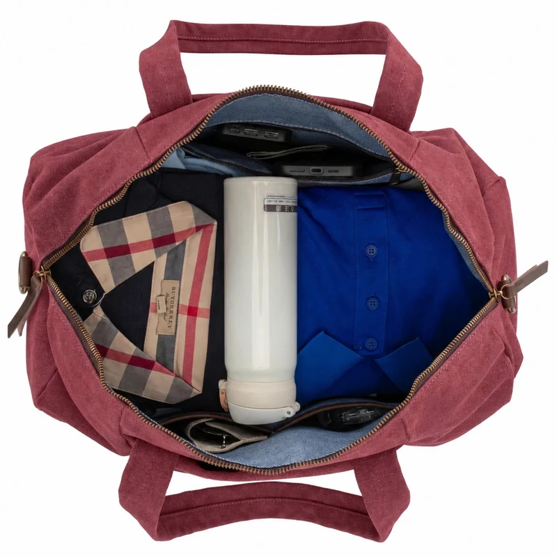 Sac bowling en toile et cuir LEDRU-ROLLIN Rouge bordeaux