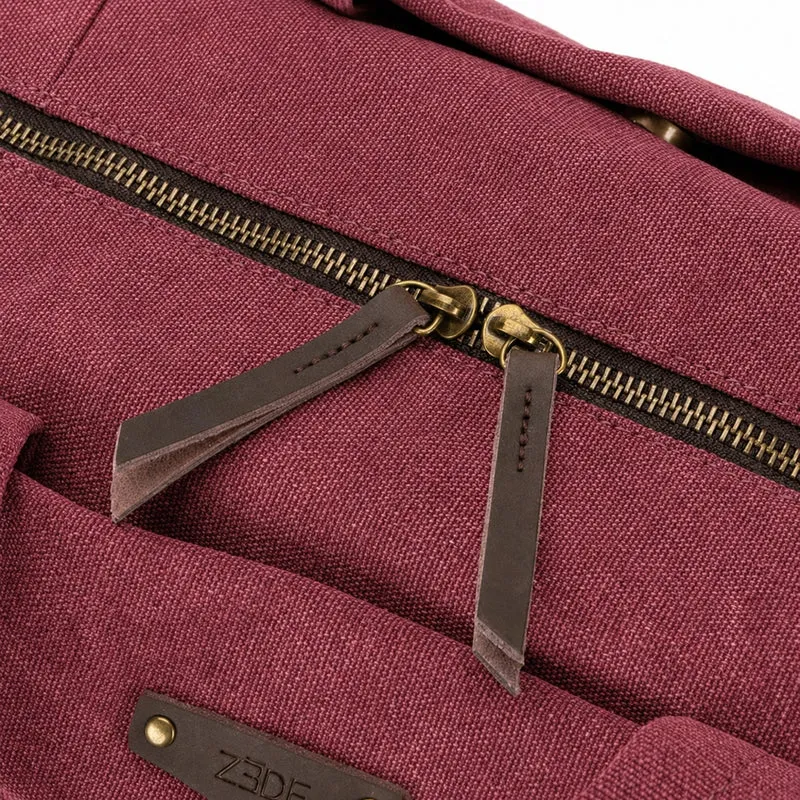 Sac bowling en toile et cuir LEDRU-ROLLIN Rouge bordeaux