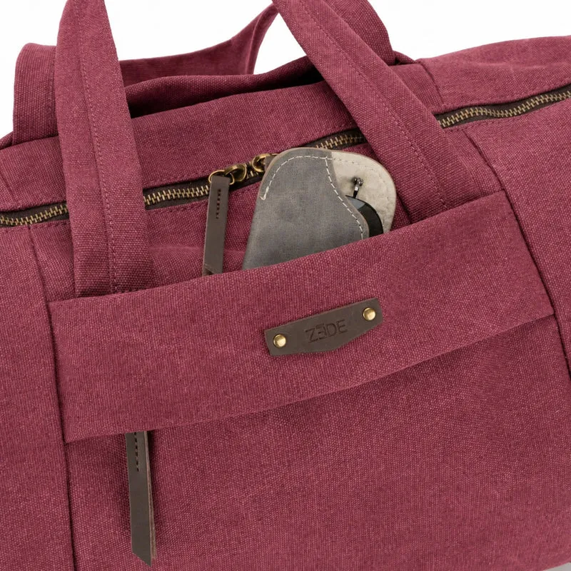 Sac bowling en toile et cuir LEDRU-ROLLIN Rouge bordeaux
