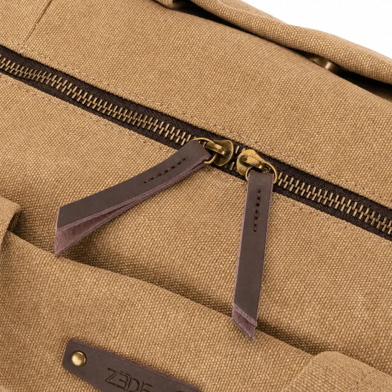 Sac bowling en toile et cuir LEDRU-ROLLIN Beige foncé