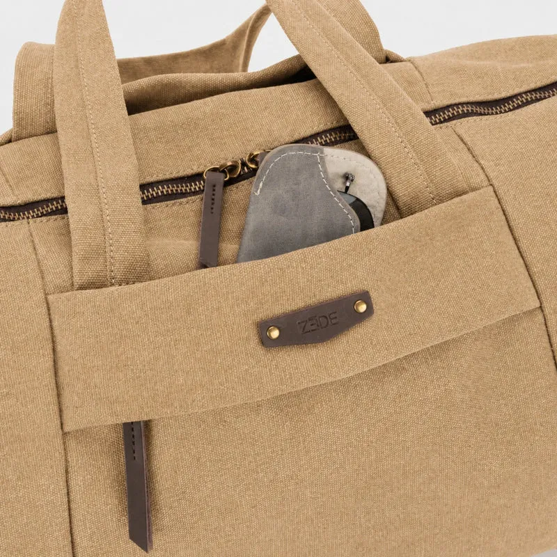 Sac bowling en toile et cuir LEDRU-ROLLIN Beige foncé