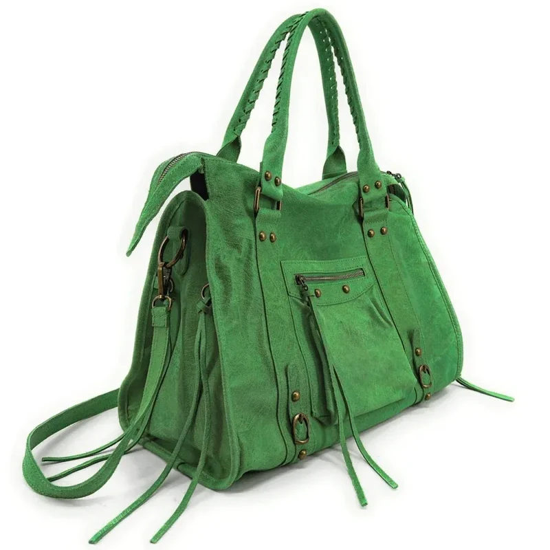 Sac à main en cuir brossé SANDSTORM E.L. SIROCCO Vert anglais