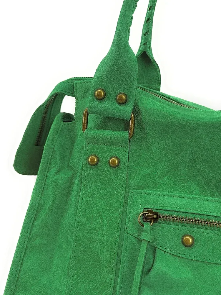 Sac à main en cuir brossé SANDSTORM E.L. SIROCCO Vert anglais
