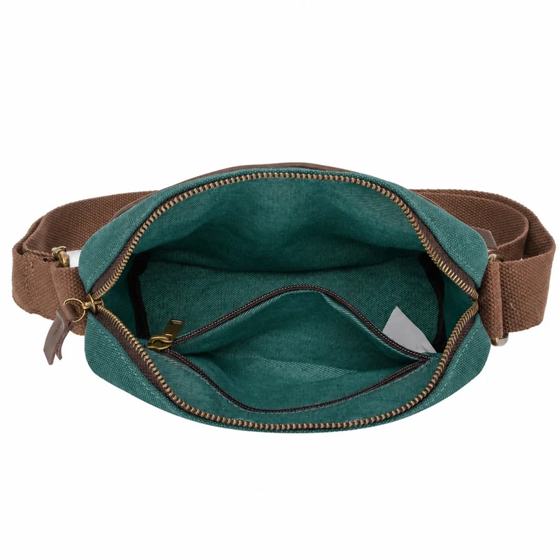 Sac trotteur en toile et cuir GARIBALDI Vert canard