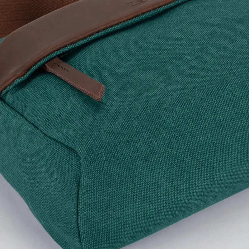 Sac trotteur en toile et cuir GARIBALDI Vert canard