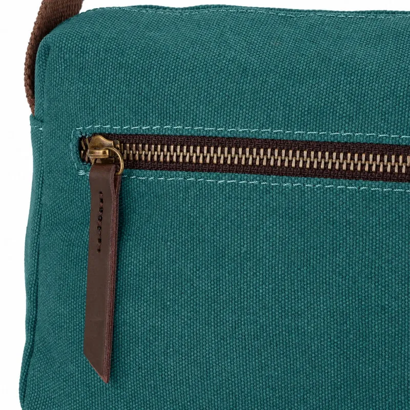 Sac trotteur en toile et cuir GARIBALDI Vert canard