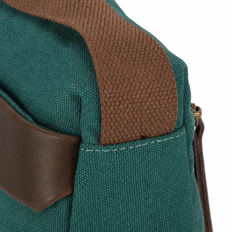 Sac trotteur en toile et cuir GARIBALDI Vert canard