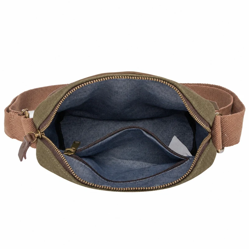 Sac trotteur en toile et cuir GARIBALDI Vert olive