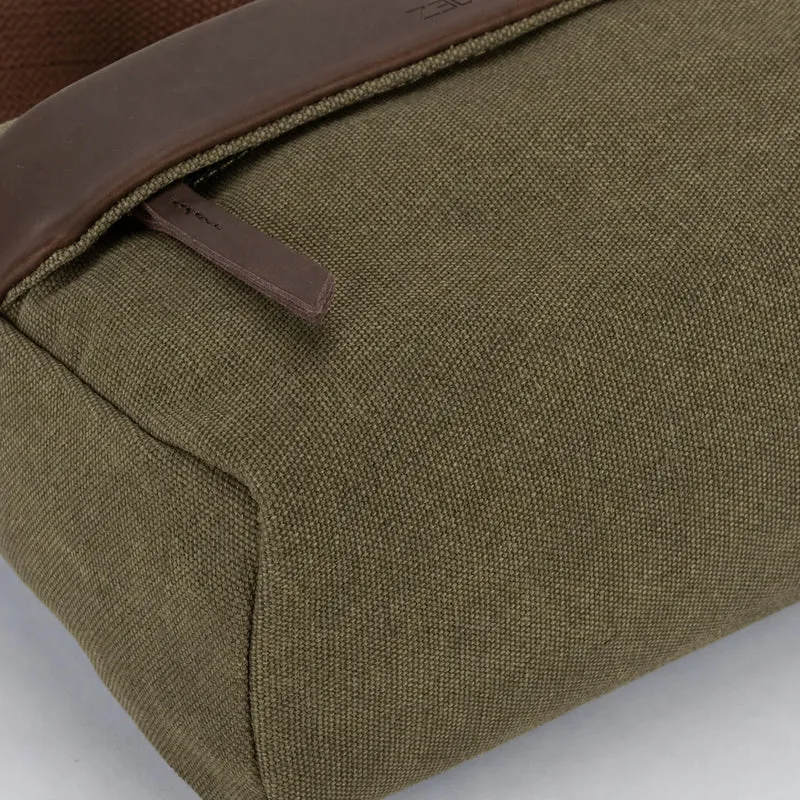 Sac trotteur en toile et cuir GARIBALDI Vert olive