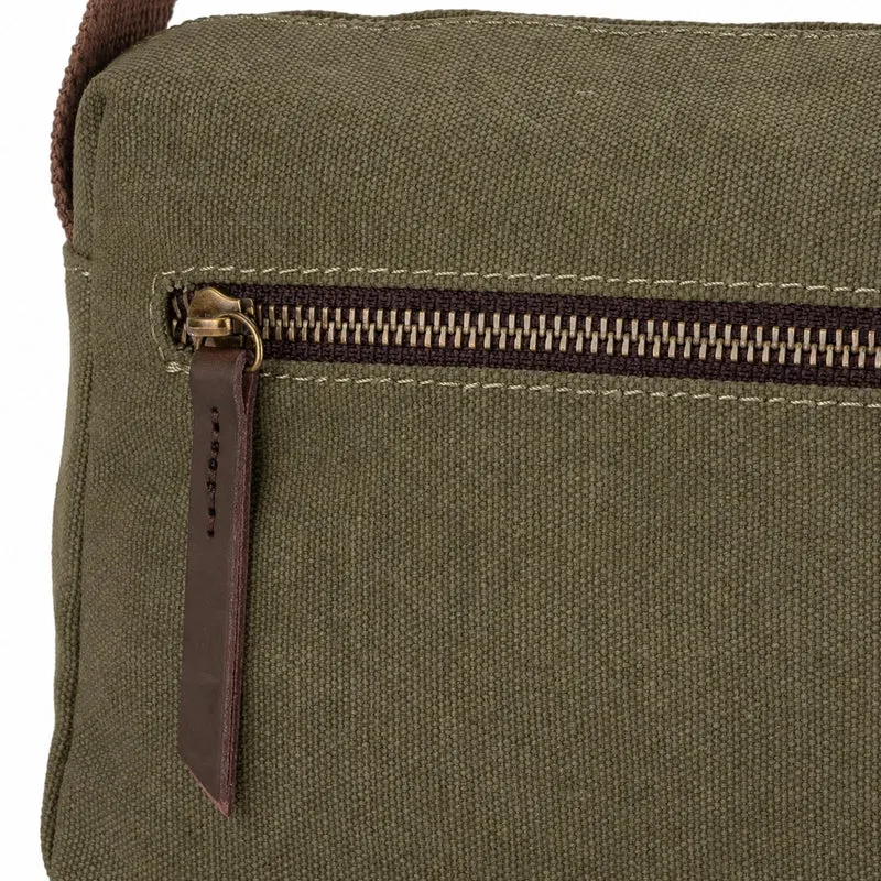 Sac trotteur en toile et cuir GARIBALDI Vert olive