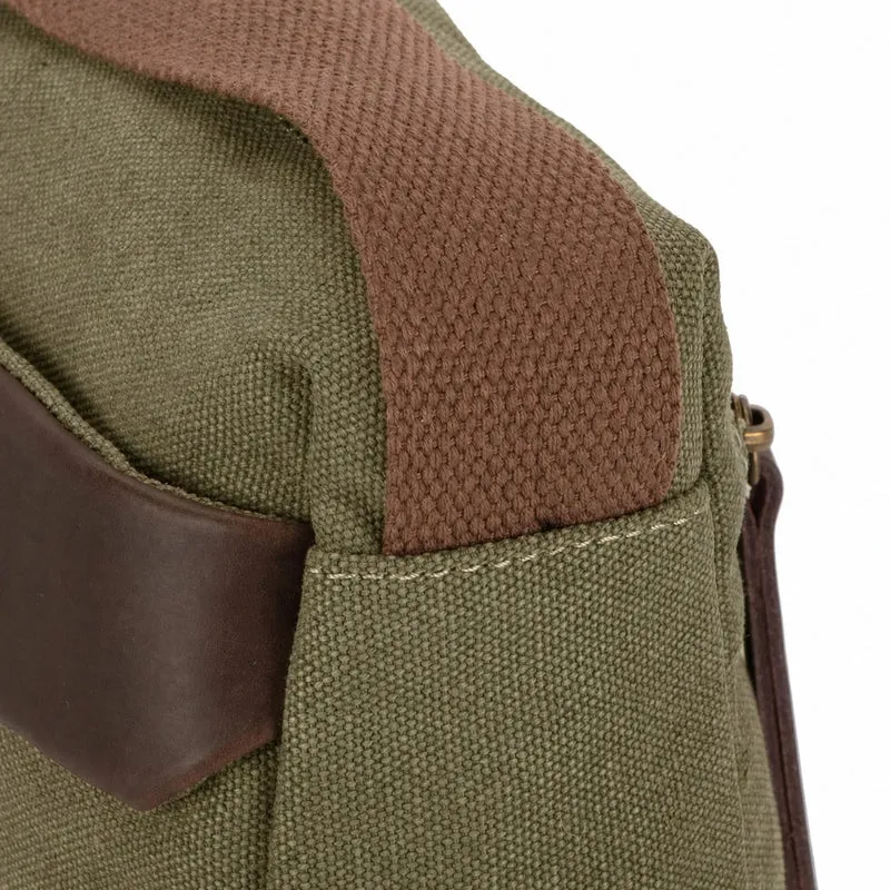 Sac trotteur en toile et cuir GARIBALDI Vert olive
