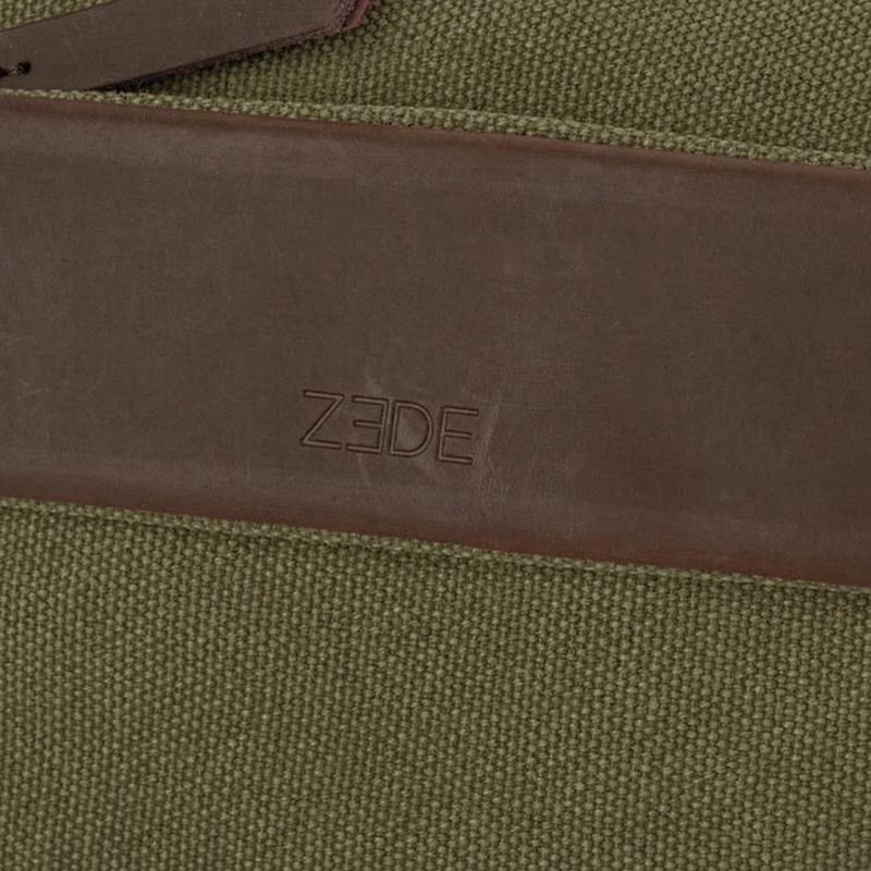 Sac trotteur en toile et cuir GARIBALDI Vert olive